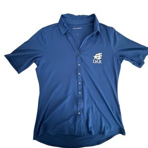 Port Authority DAR Polo Shirt Daughters American Revolution Stars Stripes Blue